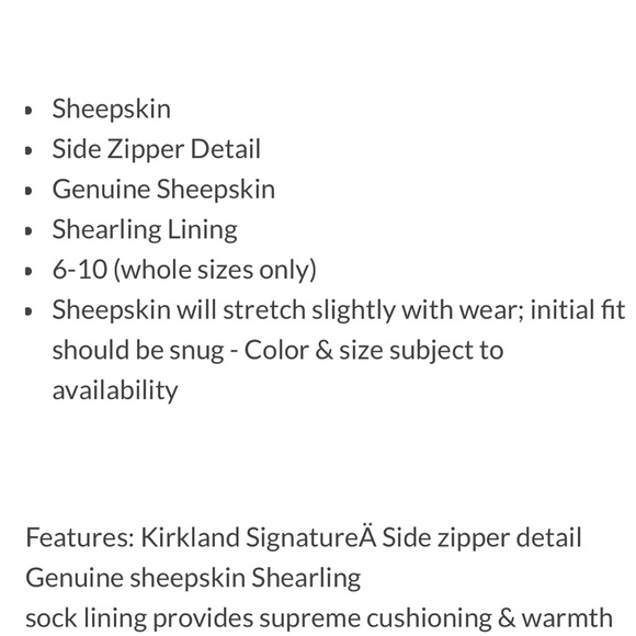 Costco Kirkland Shearling Sheepskin Boots Side Zip 7 Ugg Short - Picture 9 of 9